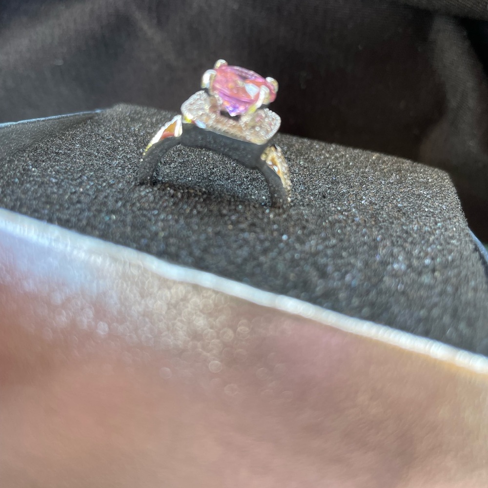 Premier Designs Pink Gemstone Silver Ring size 7 - Picture 5 of 6